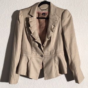 White House Black Market tan ruffle jacket WHBM